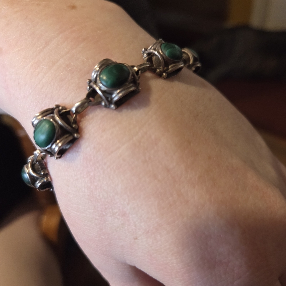 Malachite Sterling Silver  Bracelet